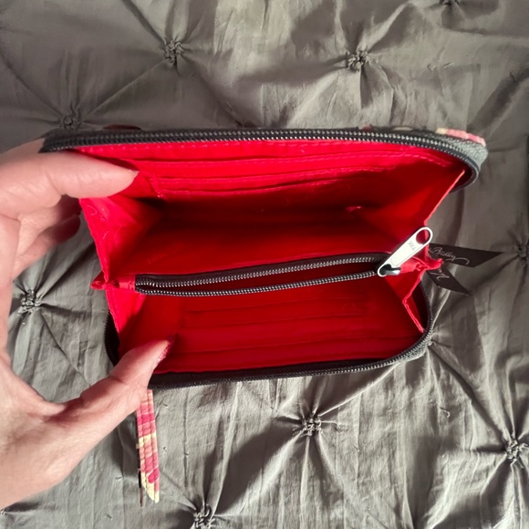 Vera Bradley Pink and Black Floral Wristlet - Picture 2 of 2